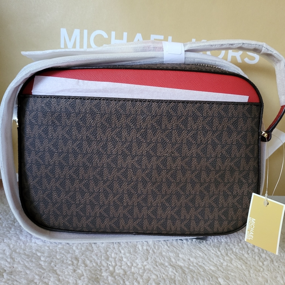 🆕MICHAEL KORS Jet Set LG East West Zip Chain MK Leather Crossbody Bag👜 - Picture 5 of 10
